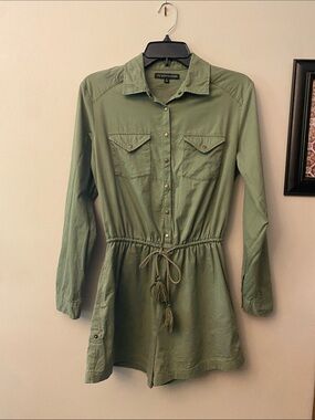 O.S. Erin Wasson Olive-Green Utility romper with Snap Buttons